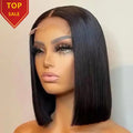 Perruques Bob lisse sans colle Lace Frontale, cheveux 100% Naturels